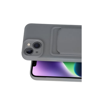 iPhone 14 Kılıf Kelvin Kartvizitli Silikon - Gri