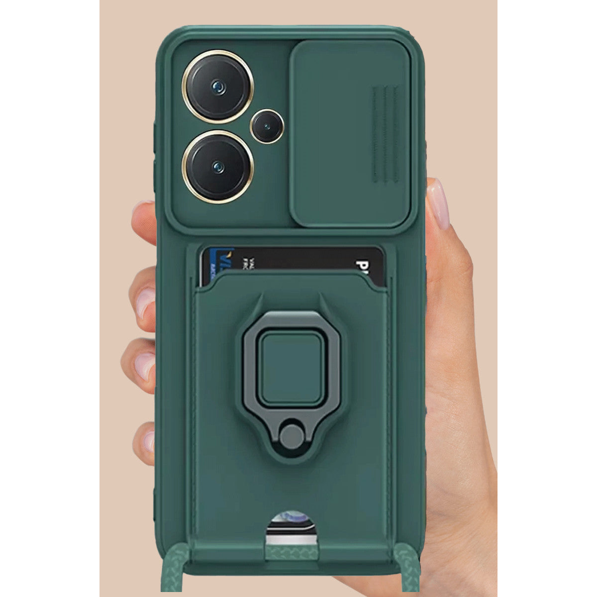 Redmi Note 13 Pro Plus Kılıf Zuma Kartvizitli Yüzüklü Silikon - Lacivert