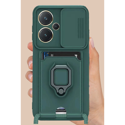 Redmi Note 13 Pro Plus Kılıf Zuma Kartvizitli Yüzüklü Silikon - Lacivert