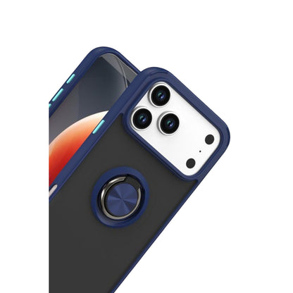 iPhone 17 Pro Montreal Yüzüklü Silikon Kapak - Lacivert