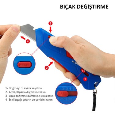 Otomatik Geri Çekilebilir Mandallı Rötuş Maket Bıçağı ile Pratik Kullanım