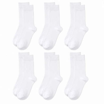 Kadın Bambu Uzun Çorap 6'lı Paket, Dikişsiz Burunlu Yumuşak Dokulu Siyah Beyaz Gri