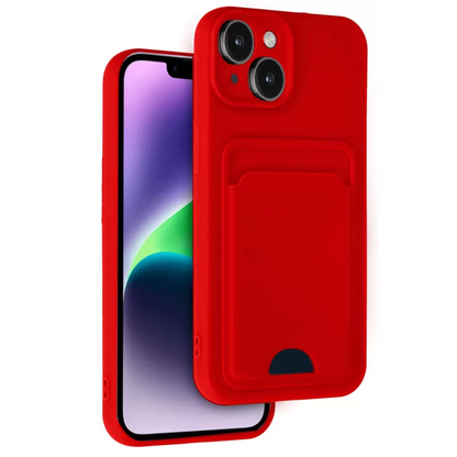 iPhone 14 Kılıf Kelvin Kartvizitli Silikon - Kırmızı