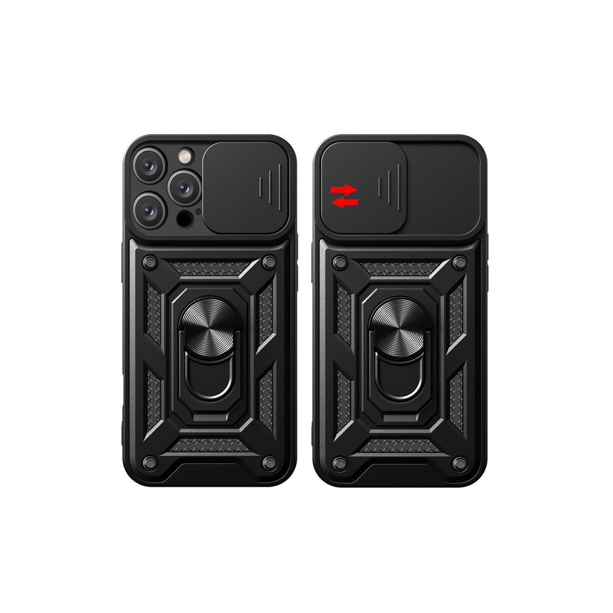 iPhone 16 Pro Max Kılıf Pars Lens Yüzüklü Silikon - Kırmızı