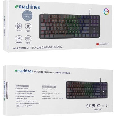 Kablolu RGB Mekanik Klavye, 87 Tuşlu ve Türkçe Q