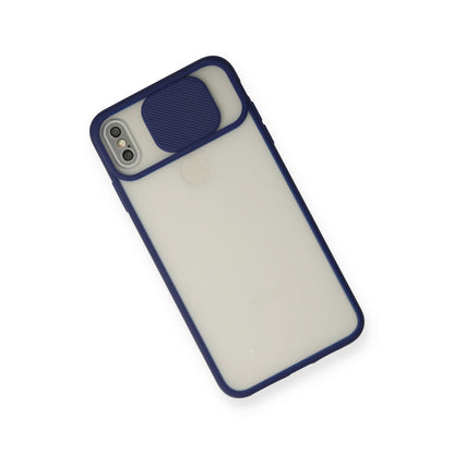 iPhone XS Max Kılıf Palm Buzlu Kamera Sürgülü Silikon - Lacivert