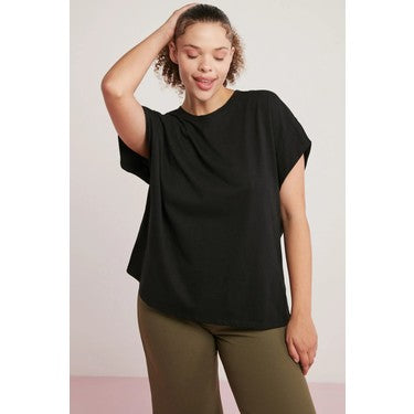 Siyah Oversize Kadın T-Shirt, Büyük Beden