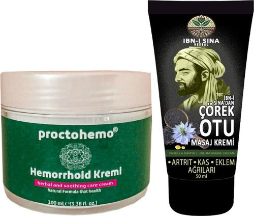 Proctohemo 100 ml Hemor.roidin Bağsur Kremi + Ibn-I Sina Çörek Otu Kremi 50 ml Sırt Bel Kas Diz Iskelet Agrilarina Teskin Edici Masaj Kremi