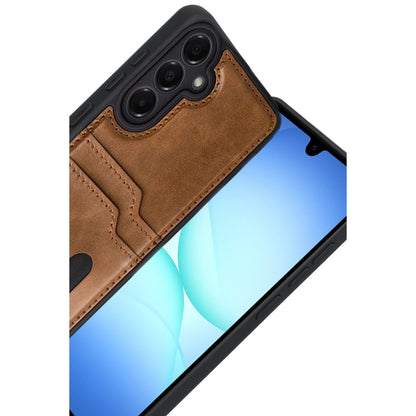 Galaxy A17 5G Sara Kartvizitli Deri Kılıf - Taba