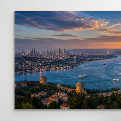 3 Boğaz Manzaralı İstanbul Kanvas Tablo 60X120 CM
