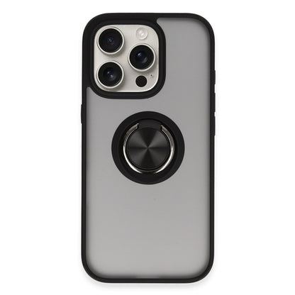 iPhone 16 Pro Kılıf Montreal Yüzüklü Silikon Kapak - Siyah