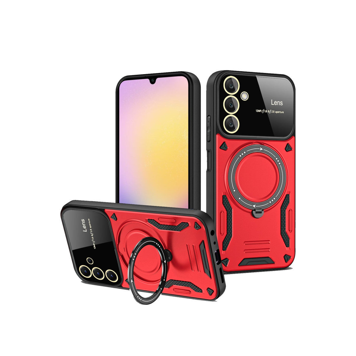 Galaxy S25 Plus Kılıf Joy Lens Standlı Kapak - Kırmızı