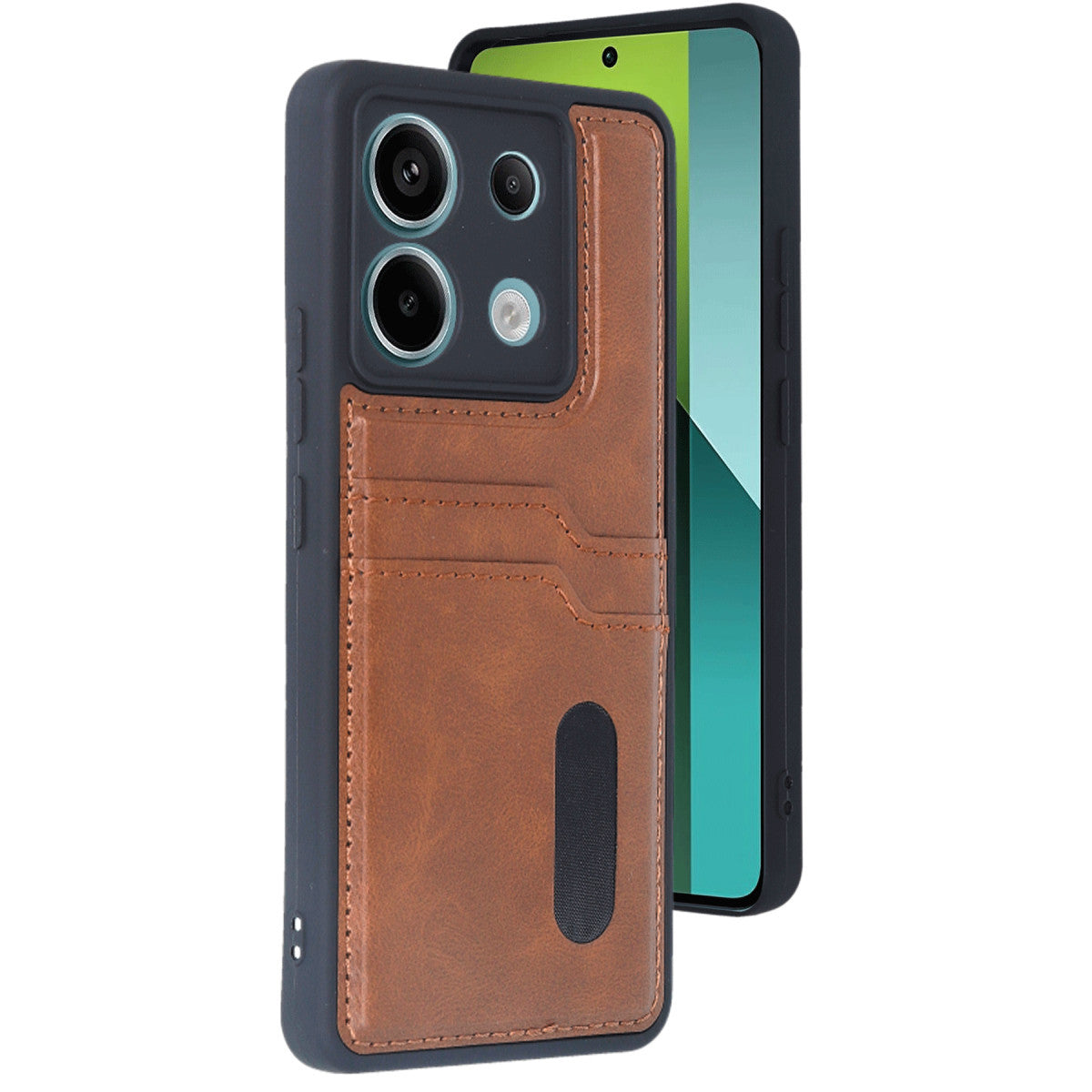 Redmi Note 13 Pro 5G Kılıf Sara Kartvizitli Deri Kılıf - Taba