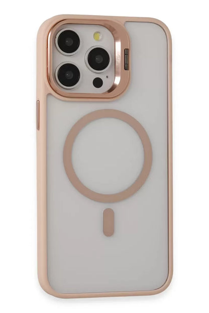 iPhone 15 Pro Max Kılıf Roblox Lens Magsafe Standlı Kapak - Pudra