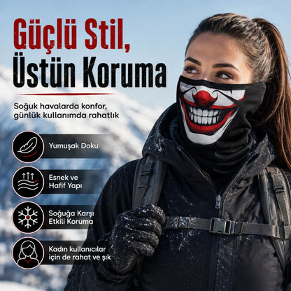 Unisex Palyaço Baskılı Balaklava Maske 1 Adet Tek Beden Viskoz Kask İçi Outdoor Motosiklet Maskesi