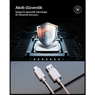Spigen USB-A to USB-C 1 Metre Kablo 60W Güç / Hızlı Şarj / 480 Mbps Data Aktarım Hızı Type-C Ekstra