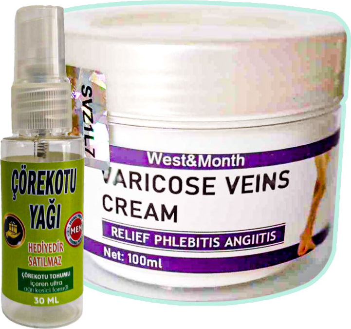 Varicose Veins 100 ml 1 Adet West&month Bacak Bakım Krem + Çörek Otu Yağı Yağı 30 ml