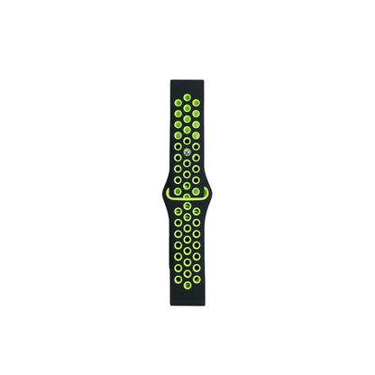 Watch 20mm Spor Delikli Kordon - Siyah-Yeşil