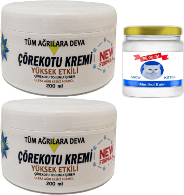 Çörek Otu Kremi White Box 2 Adet 200 ml + Snow Kitten 50 ml Menthol Balm / Teskin Seti