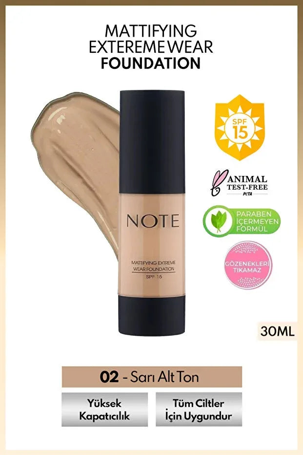 SPF 15 Mat Kapatıcı Fondöten - 02 Natural Beige