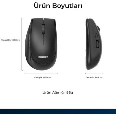 Kablosuz Bluetooth 1600DPI Optik Mouse - 6 Tuşlu, Sessiz Kullanım