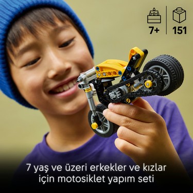 Yaratıcı Sarı Motosiklet Oyuncak, 7 Yaş ve Üzeri Çocuklar İçin Pistonlu Motor