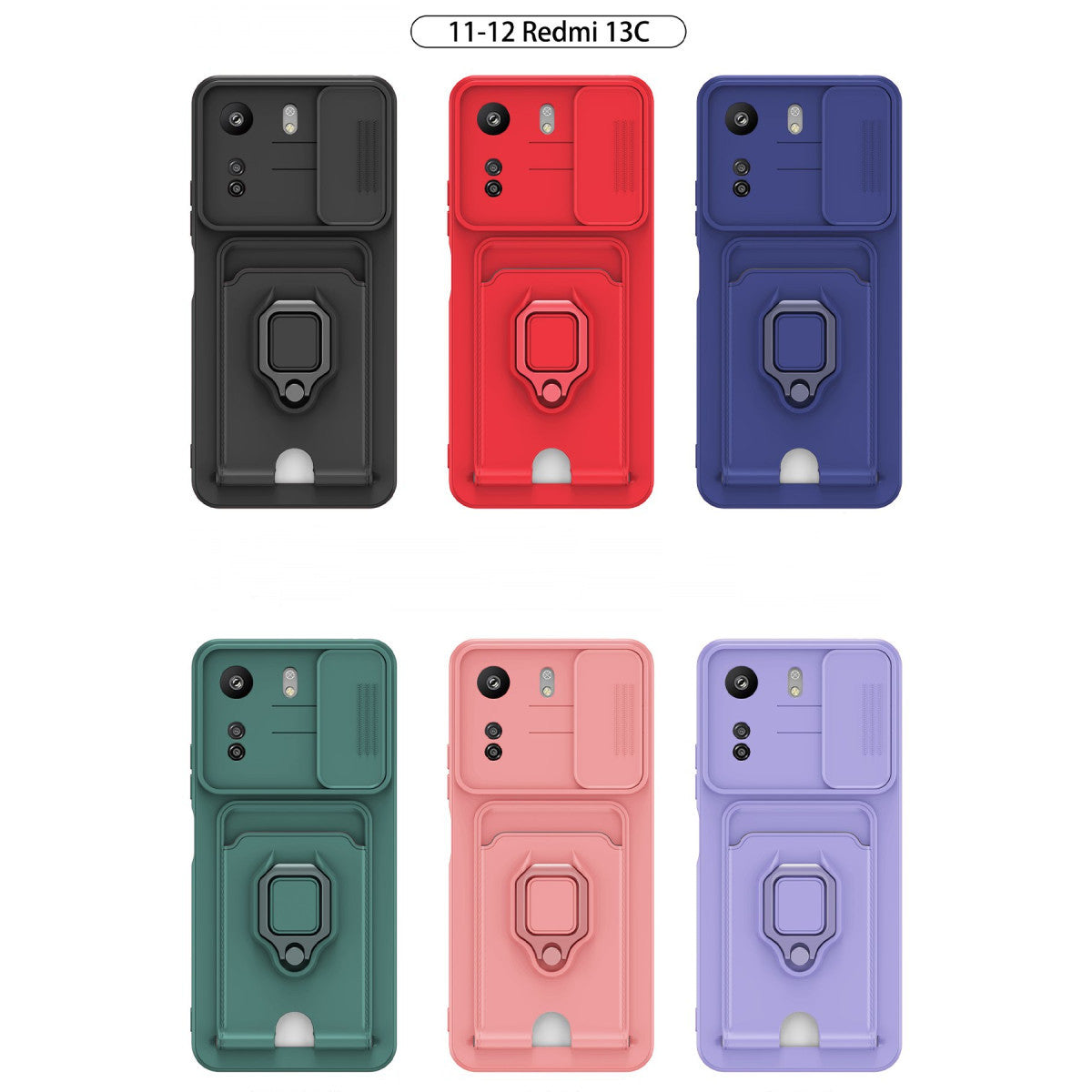 Redmi 13C Kılıf Zuma Kartvizitli Yüzüklü Silikon - Pembe
