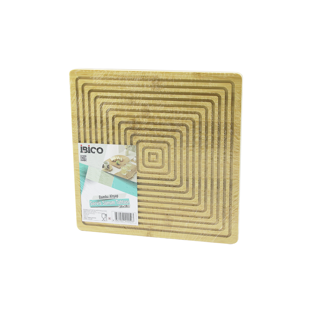 Bambu Servis ve Sunum Tahtası 28x28 cm (Çift Taraflı)