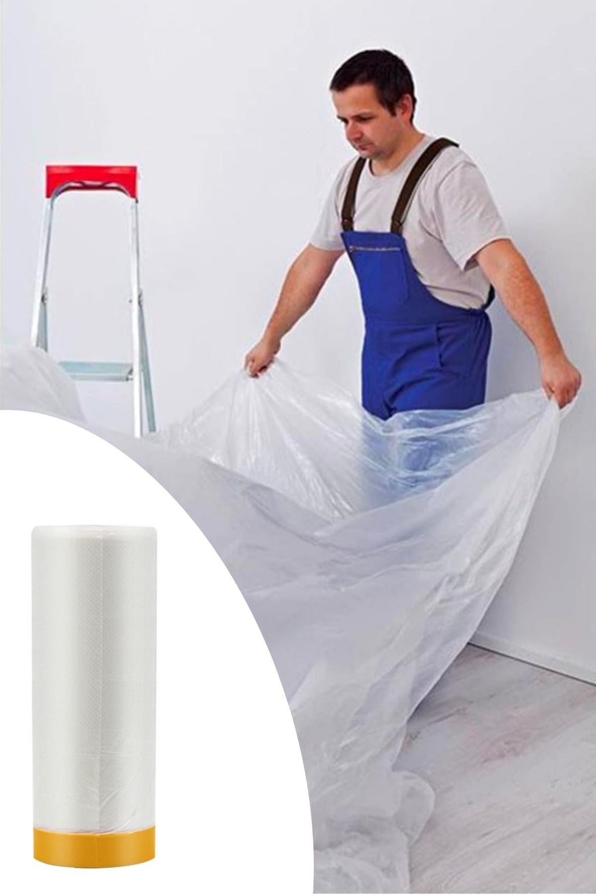 BUFFER® Boya Badana Eşya Koruma Hışır Örtüsü 280cm x 15 mt Yapışkanlı Hışır Örtü