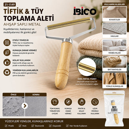 Ahşap Saplı Metal Tiftik Tüy Toplama