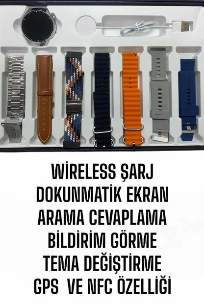 Akıllı Saat 7 Kordonlu Yeni Nesil Arama Cevaplayan Çok Fonksiyonlu