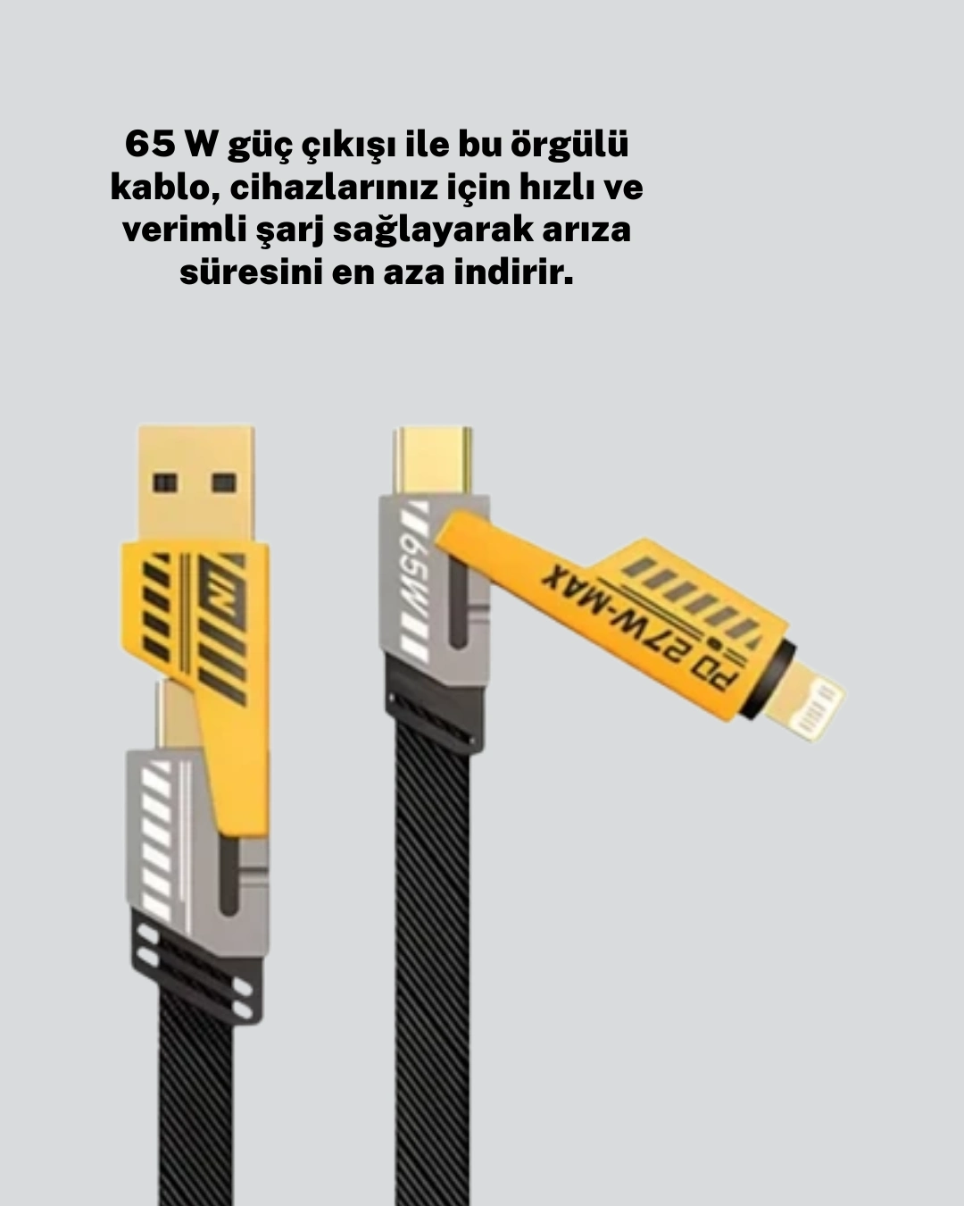 Akıllı Telefon Tablet Laptop Uyumlu 65w Güçlü Veri Kablosu