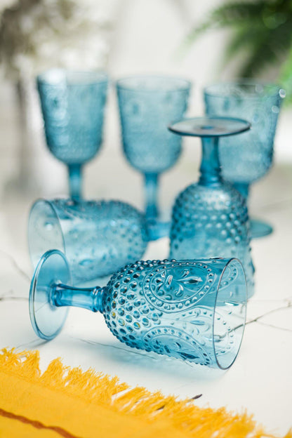 Akrilik Aquamarin 6'lı Kadeh & Su Meşrubat Kahve Yanı Bardağı 450 ml (Cam Değildir)