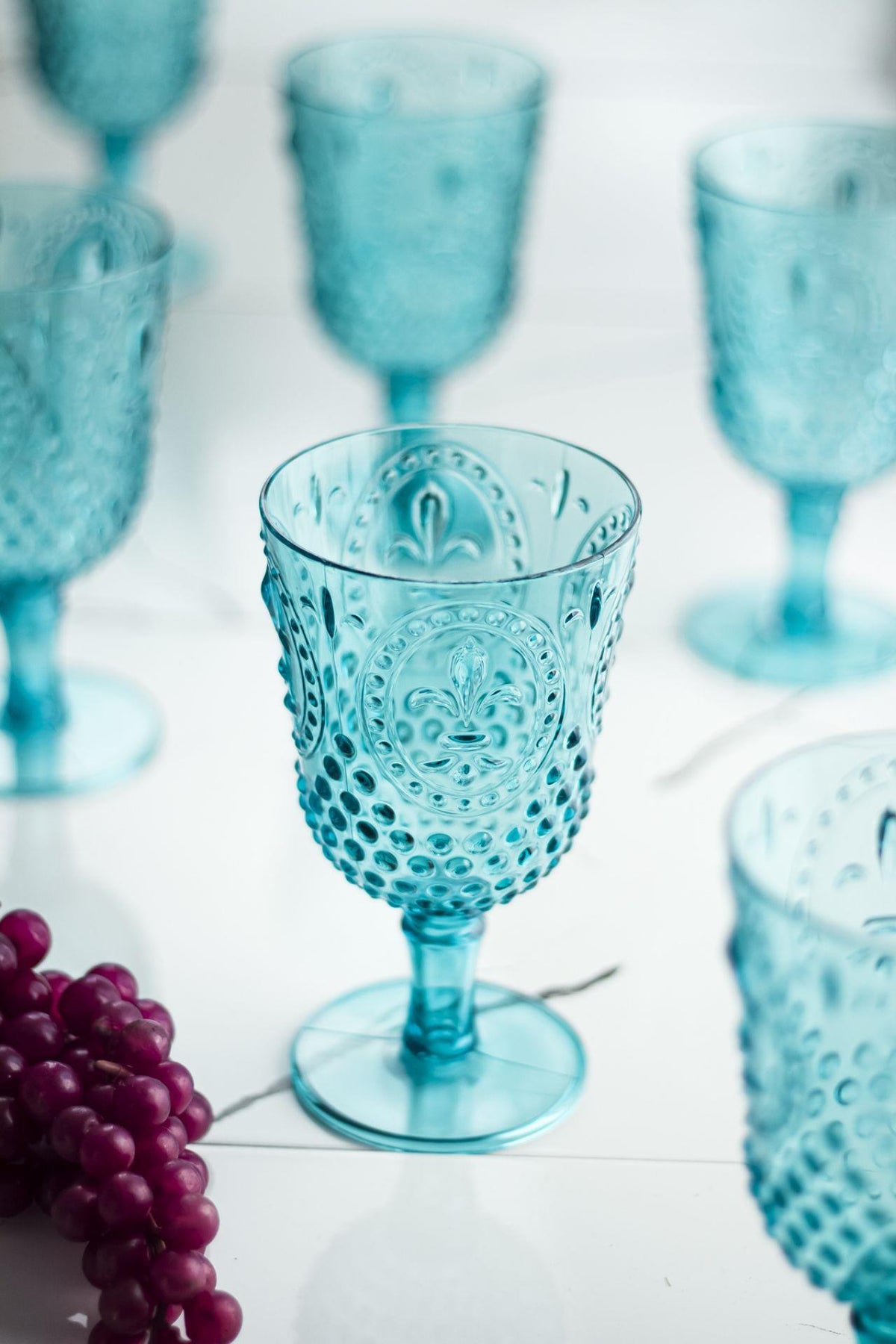 Akrilik Aquamarin 6'lı Kadeh & Su Meşrubat Kahve Yanı Bardağı 450 ml (Cam Değildir)