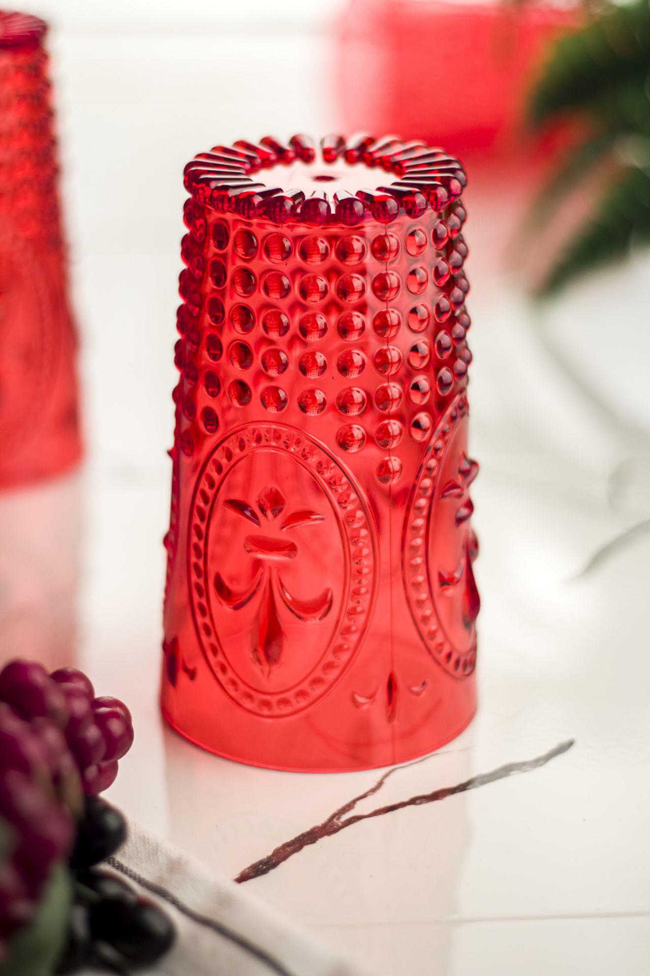 Akrilik Kırmızı Tekli Uzun Bardak & Su Meşrubat Bardağı 750 ml (Büyük Boy & Cam Değildir)