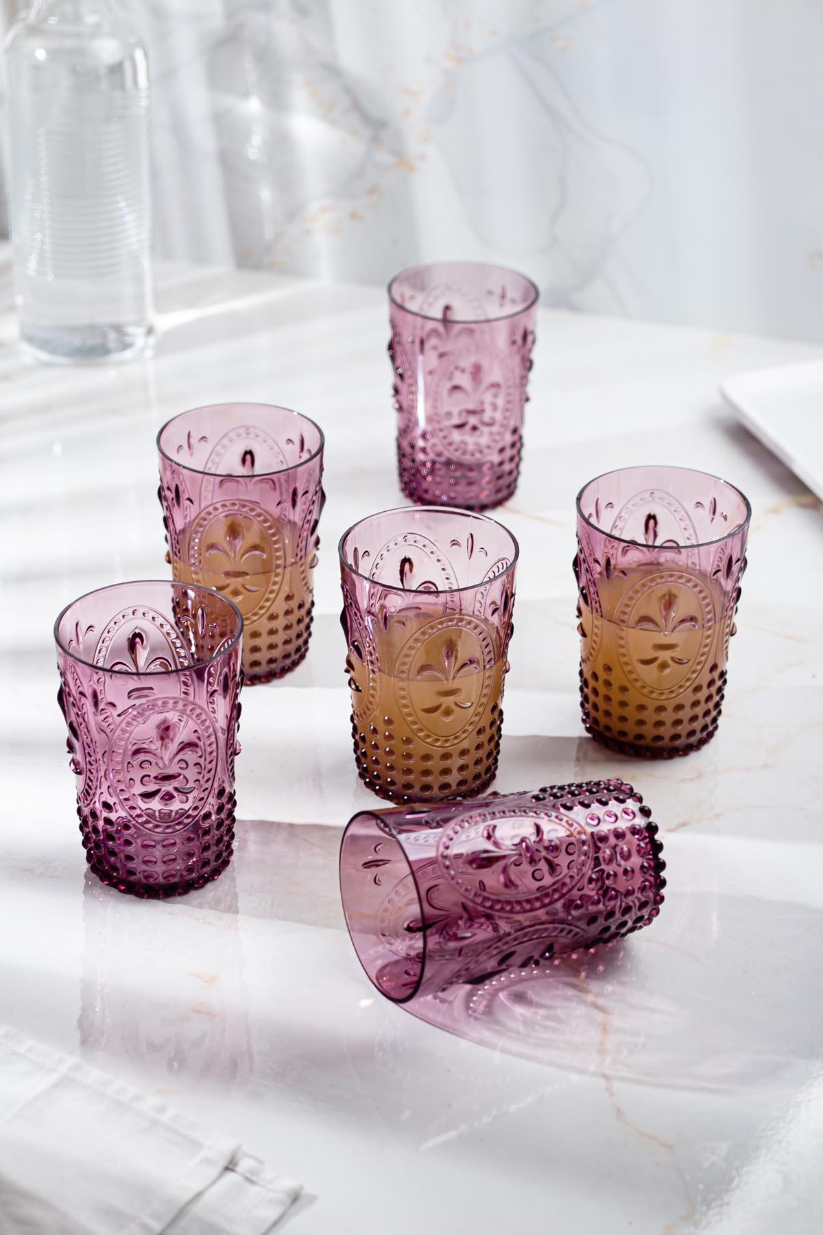 Akrilik Mürdüm Tekli Kısa Bardak & Su Meşrubat Kahve Yanı Bardağı 400 ml (Cam Değildir)