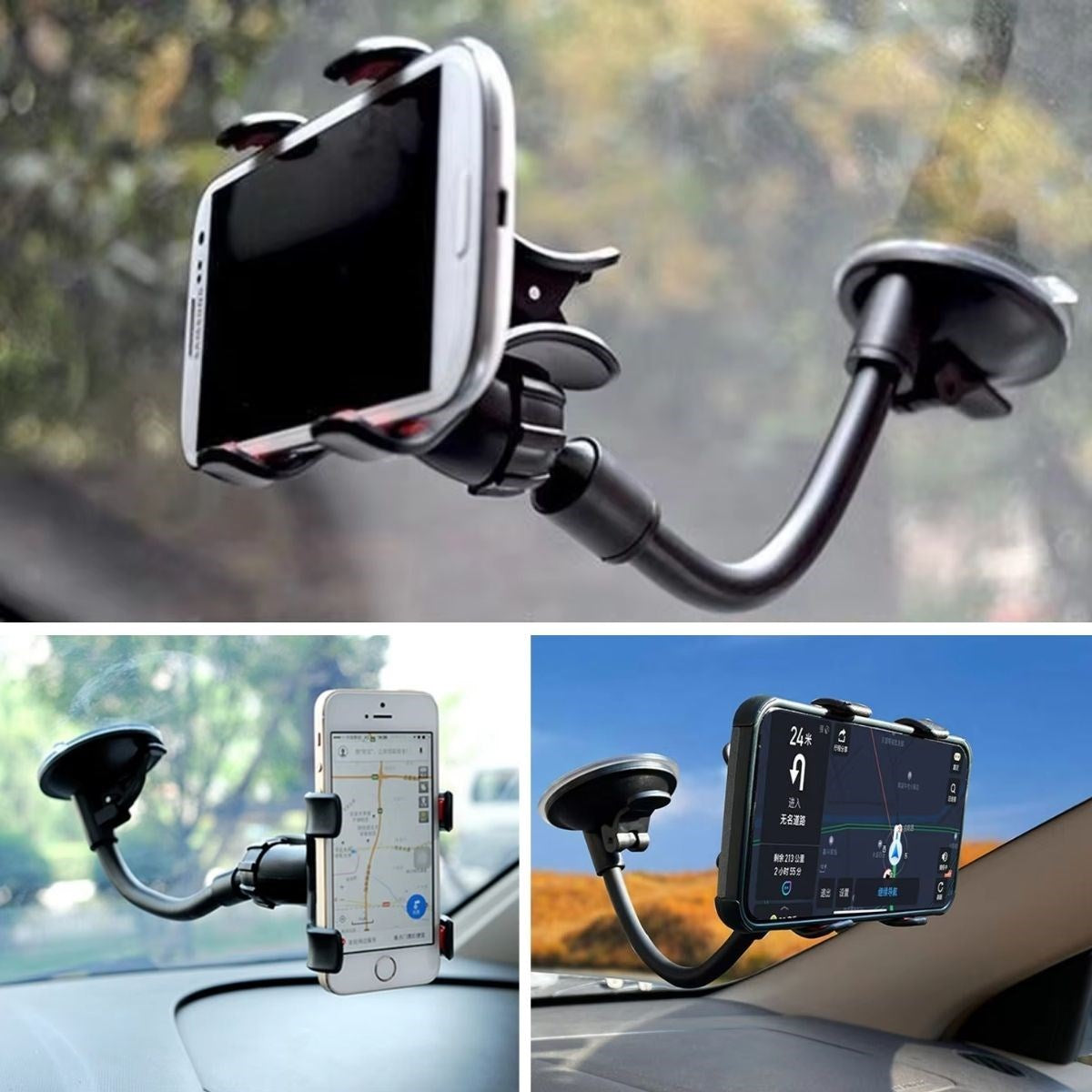 Akrobat Cama Sabitlenen Güçlü Vakumlu 360 Derece Dönen Tüm Modellere Uyan Oto Telefon Tutucu (5643)