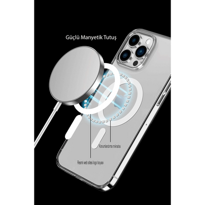 Apple İphone 14 Pro Max Kılıf Tron Şeffaf Magsafe Kapak - Derin Mor