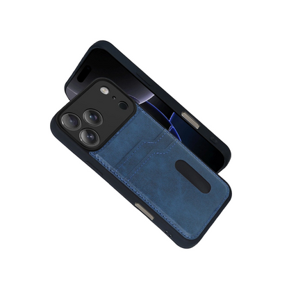Apple İphone 17 Pro Max Sara Kartvizitli Deri Kılıf - Lacivert