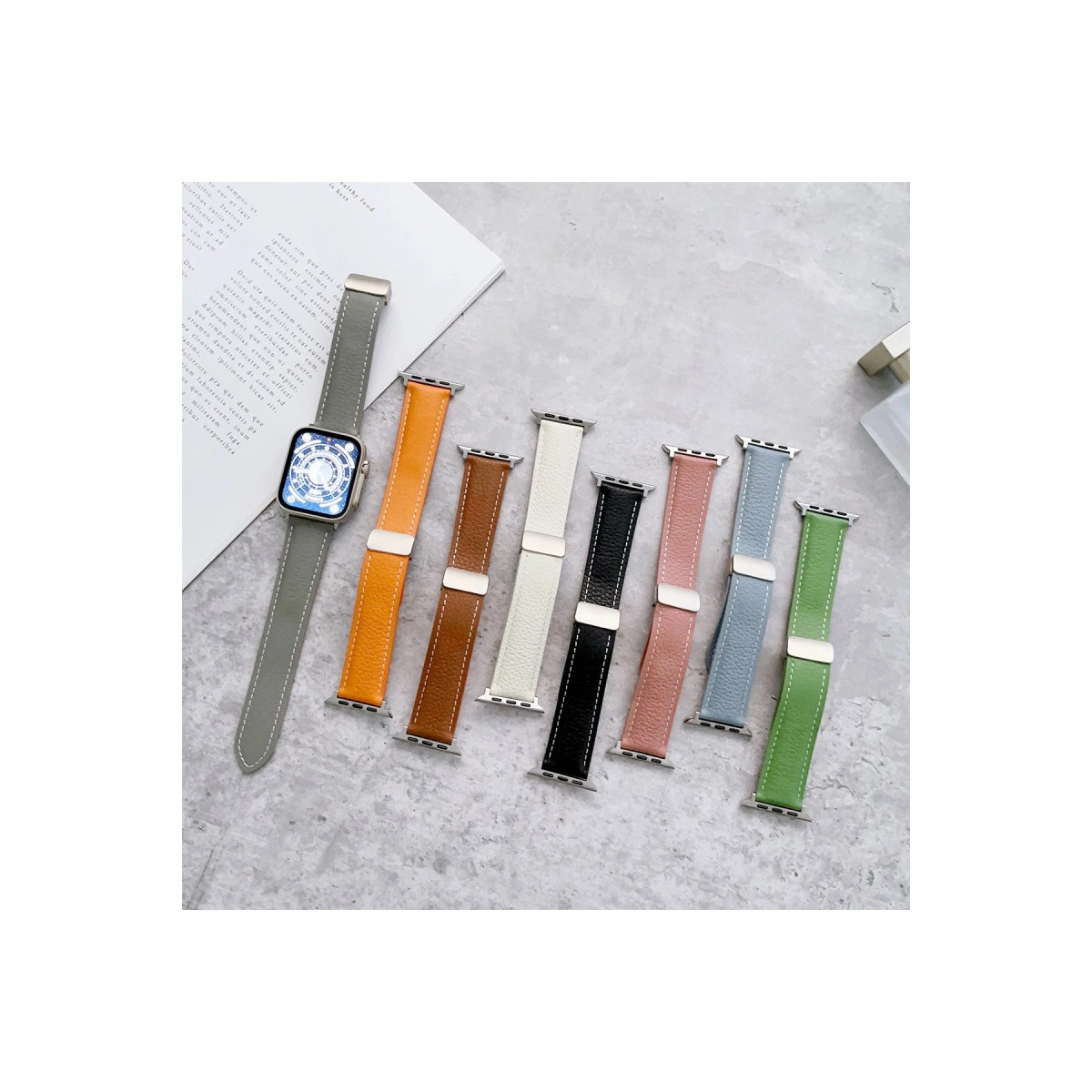 Apple Watch 42mm Kr414 Daks Deri Kordon (saat Değildir) - Pembe