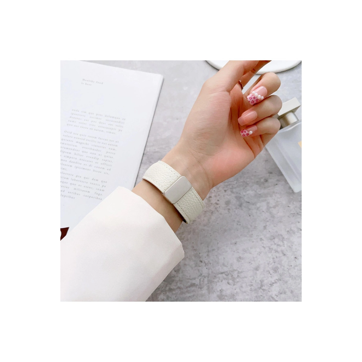 Apple Watch 42mm Kr414 Daks Deri Kordon (saat Değildir) - Pembe
