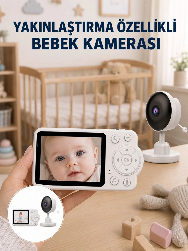 Bebek Monitörü Cry Detection Ve Hd Gece Görüş Destekli Yeni Nesil