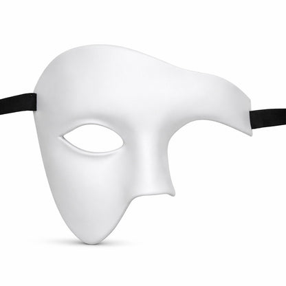 Beyaz Yarım Erkek Maske – Phantom Parti & Balo Maskesi (5643)