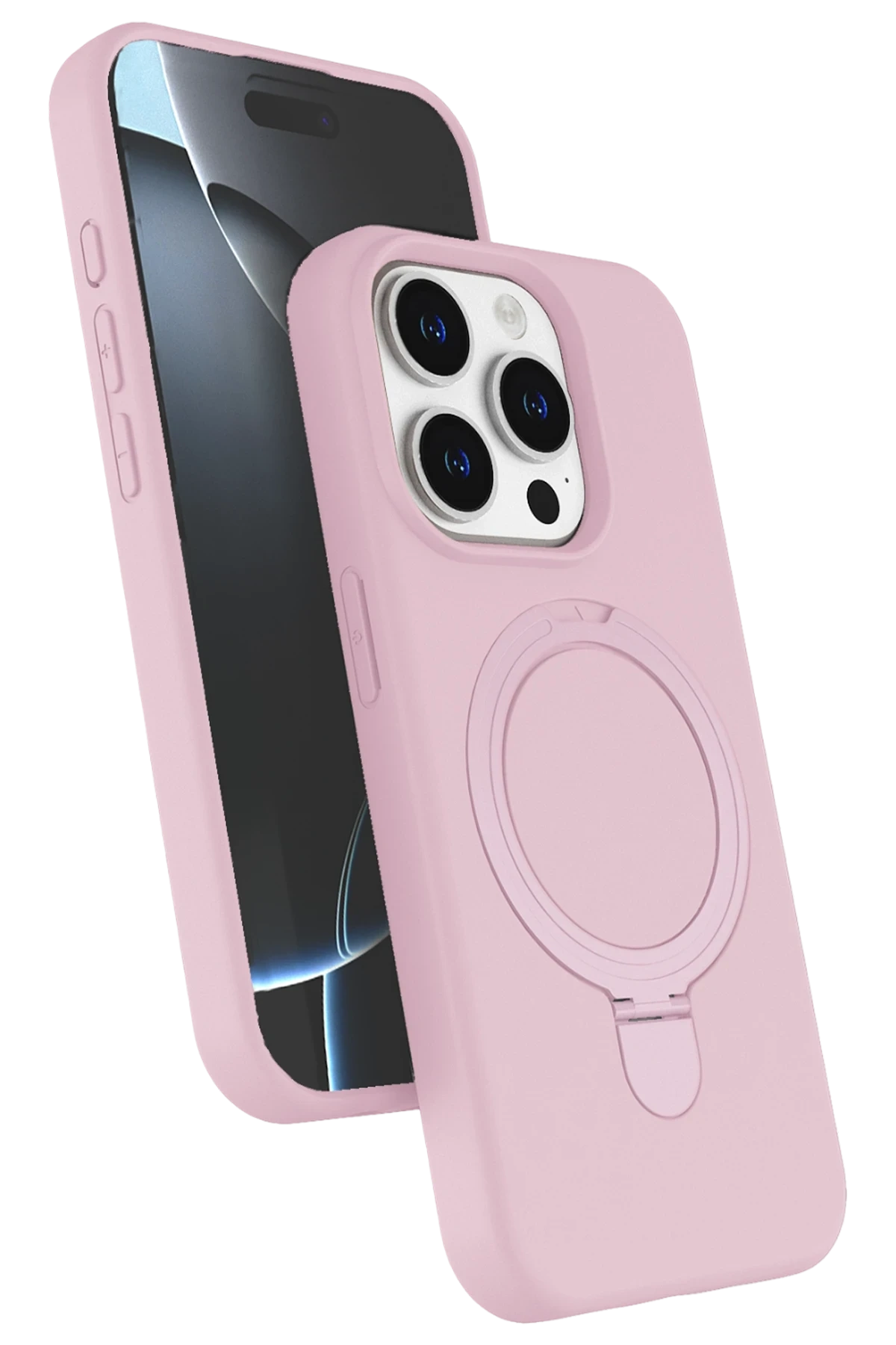 iPhone 15 Pro Max Regal Magsafe Standlı Kapak - Açık Pembe