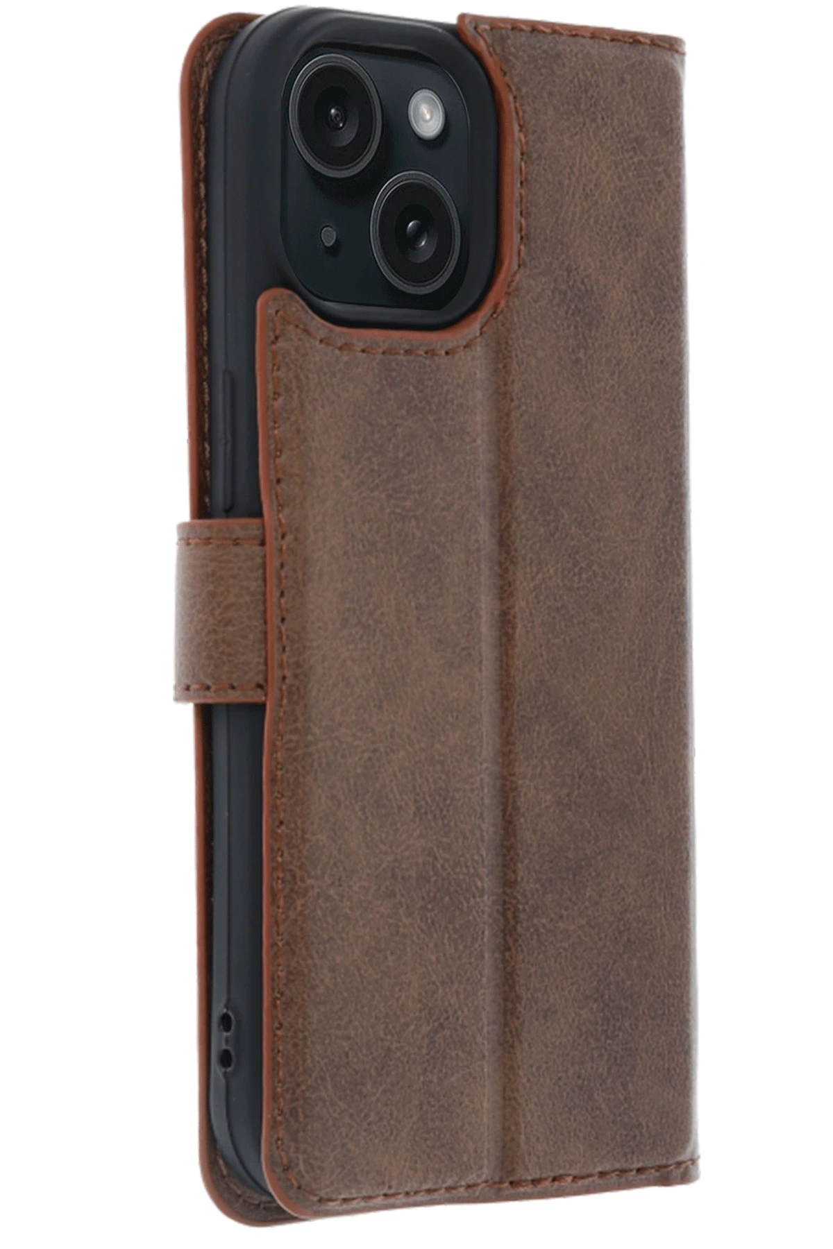 iPhone 15 Trend S Plus Kapaklı Kılıf - Taba