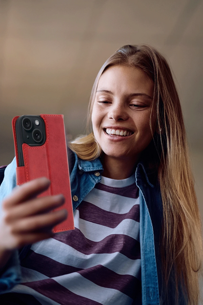 iPhone 15 Trend S Plus Kapaklı Kılıf - Taba