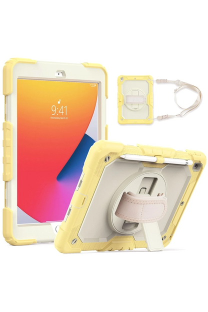 iPad 10.2 (7.nesil) Kılıf Strap New Tablet Kapak - Sarı