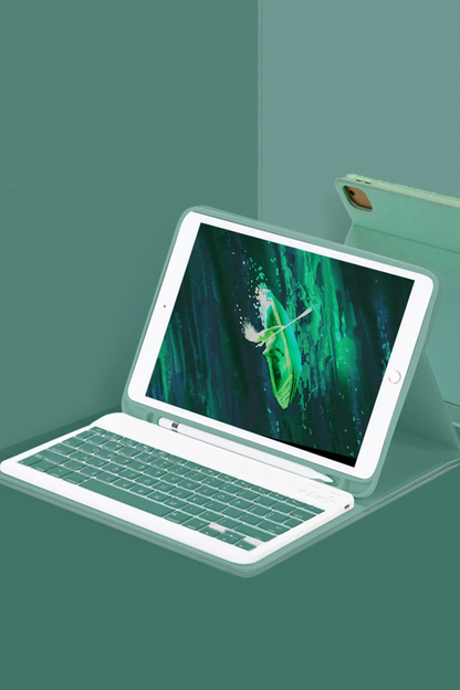 iPad Pro 11 (2022) Kılıf KC01 Smart Klavyeli Tablet Kılıfı - Koyu Yeşil