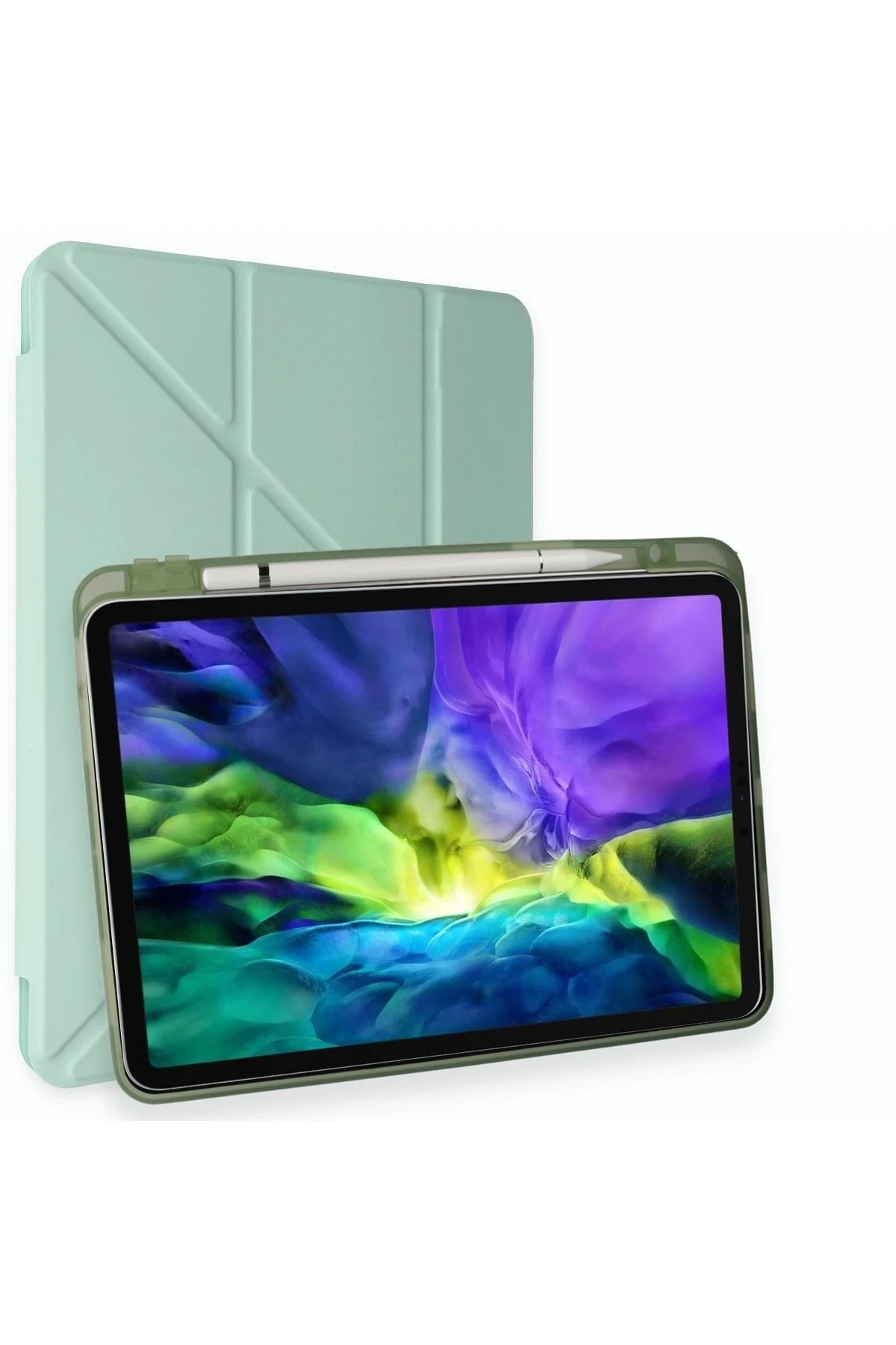 iPad Pro 11 (2024) Kılıf Kalemlikli Mars Tablet Kılıfı - Açık Yeşil