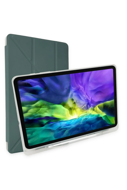 iPad Pro 12.9 (2021) Kılıf Kalemlikli Mars Tablet Kılıfı - Koyu Yeşil